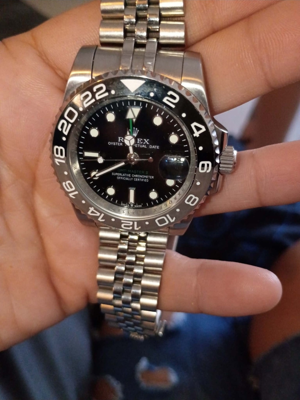 Rolex GMT-Master II Stainless Steel Watch with Black Dial